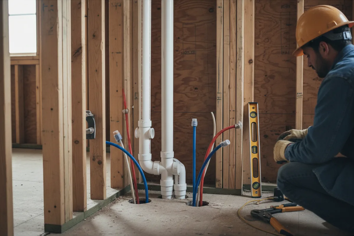 Drain and supply rough-in during Leak Detection in Des Arc